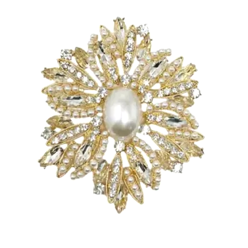 Elegant Gold and Pearl Brooch
